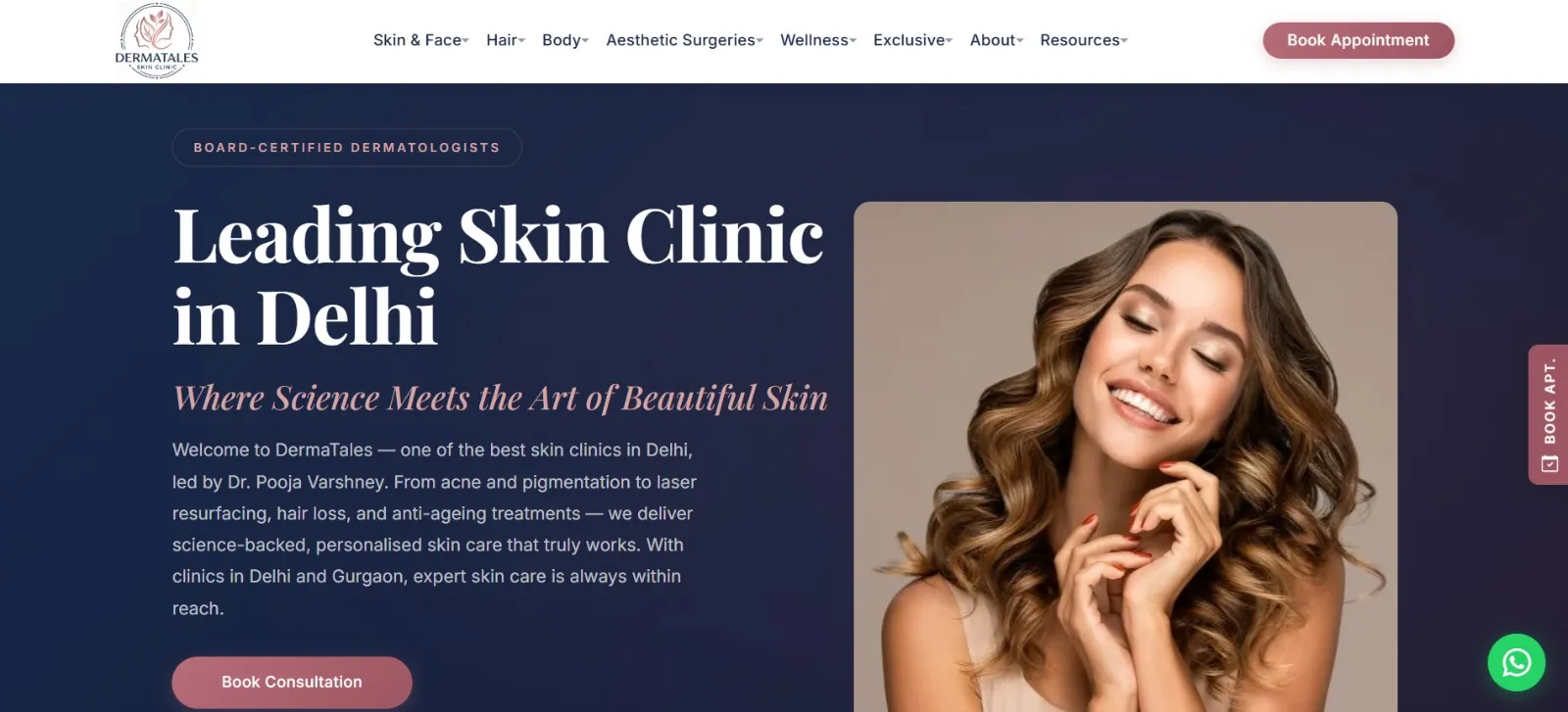 DermaTales Clinic Website Thumbnail