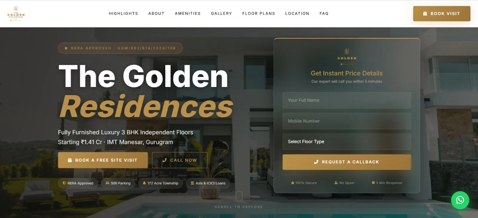 The Golden Residences Website Thumbnail